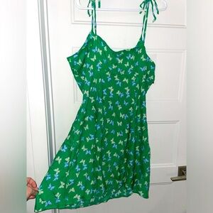 NWT H&M Patterned Green Butterflies Slip Short Summer Dress XXL